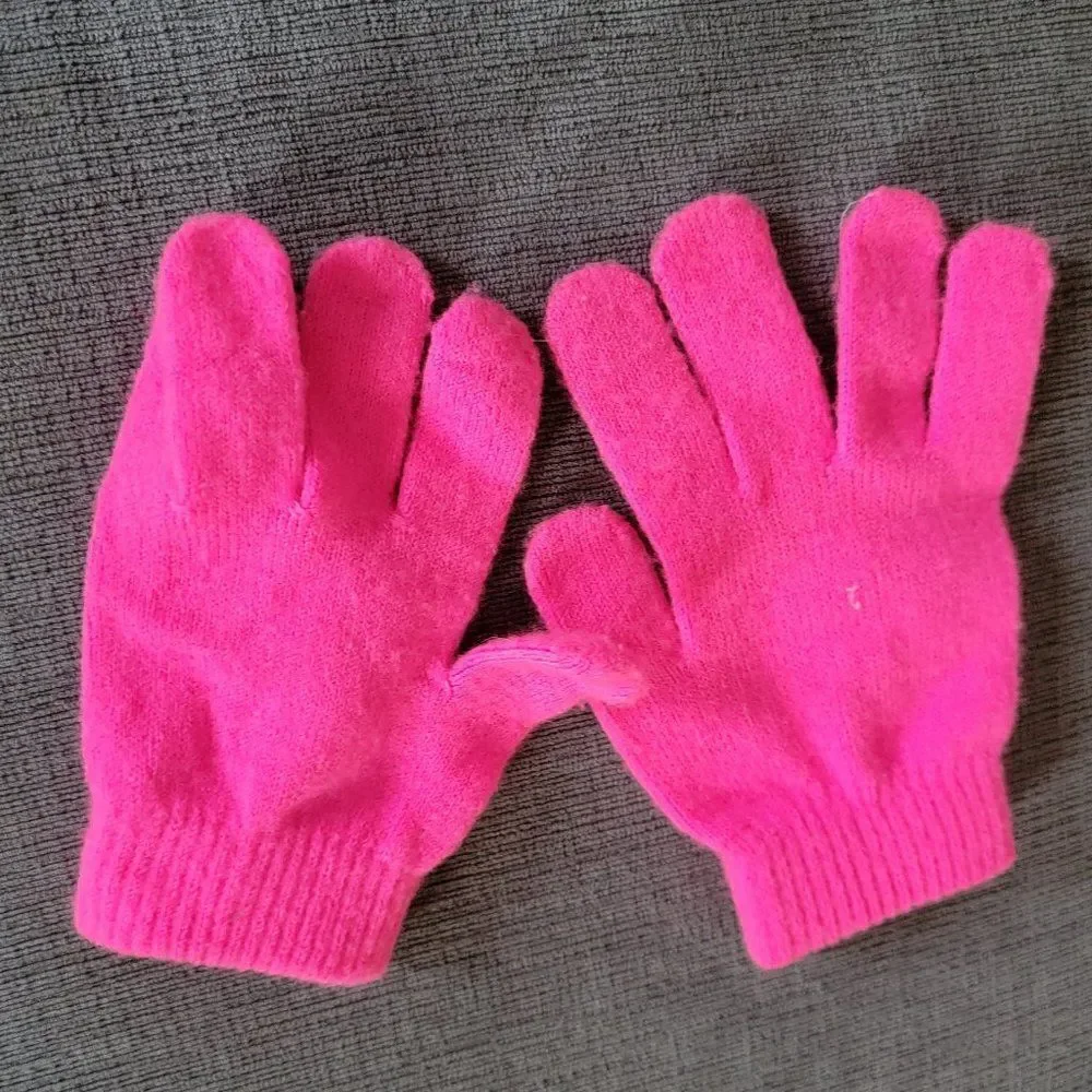 Kid's Girl Neon Pink knitted Winter Gloves Size OS